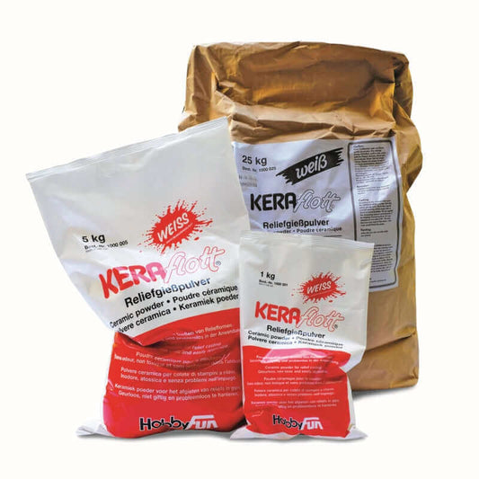 Keraflott Masse de moulage en relief blanche - Poudre céramique inodore pour moules, 1kg - 5kg, Haute précision de moulage